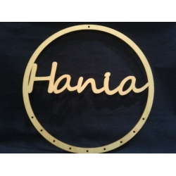 HANIA  łapacz snów  24cm     , obręcz , koło  , 10 otworów , imię cz; segoe  ,sklejka,makrama